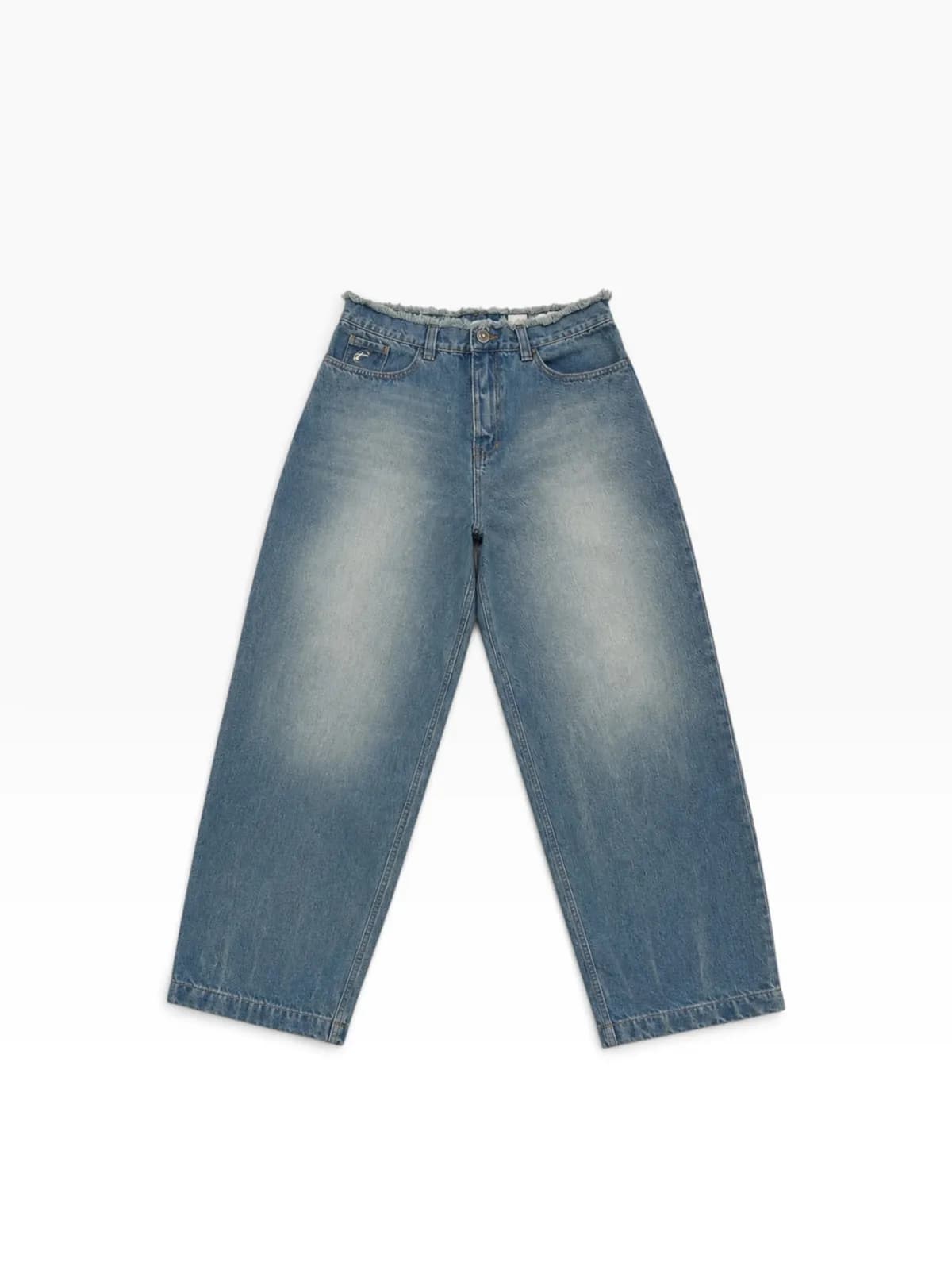 Raw Edge Wide Denim Ice Blue
